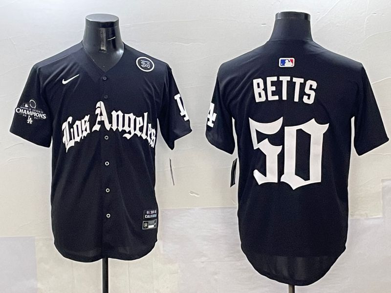 Men Los Angeles Dodgers #50 Betts Black Five generations Joint Name 2025 Nike MLB Jersey style 41->los angeles dodgers->MLB Jersey